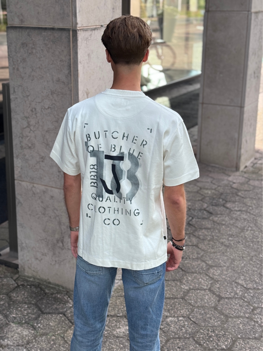 Loose fit wit T-shirt met backprint heren Butcher of Blue🔥 %lookbooks.TITEL%