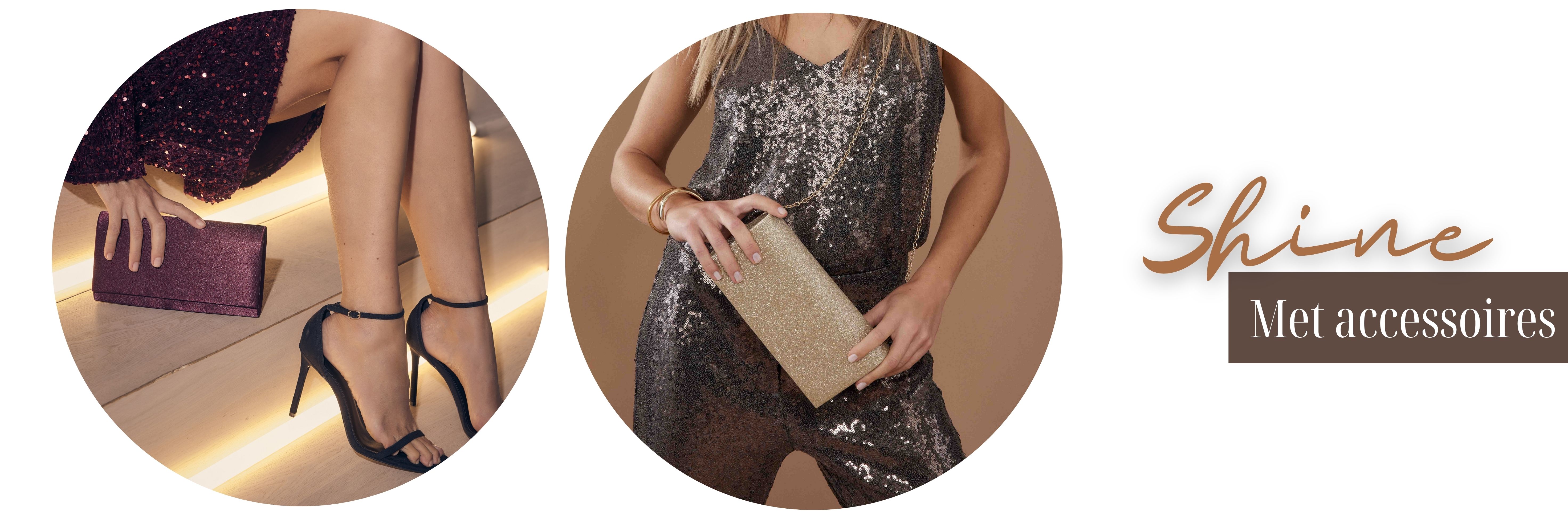 Burgundy glitter clutch en gouden glitter clutch, accessoirs met glitters
