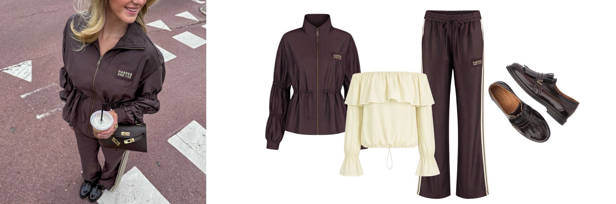 Een sporty chic co-ord set van Harper and Yve