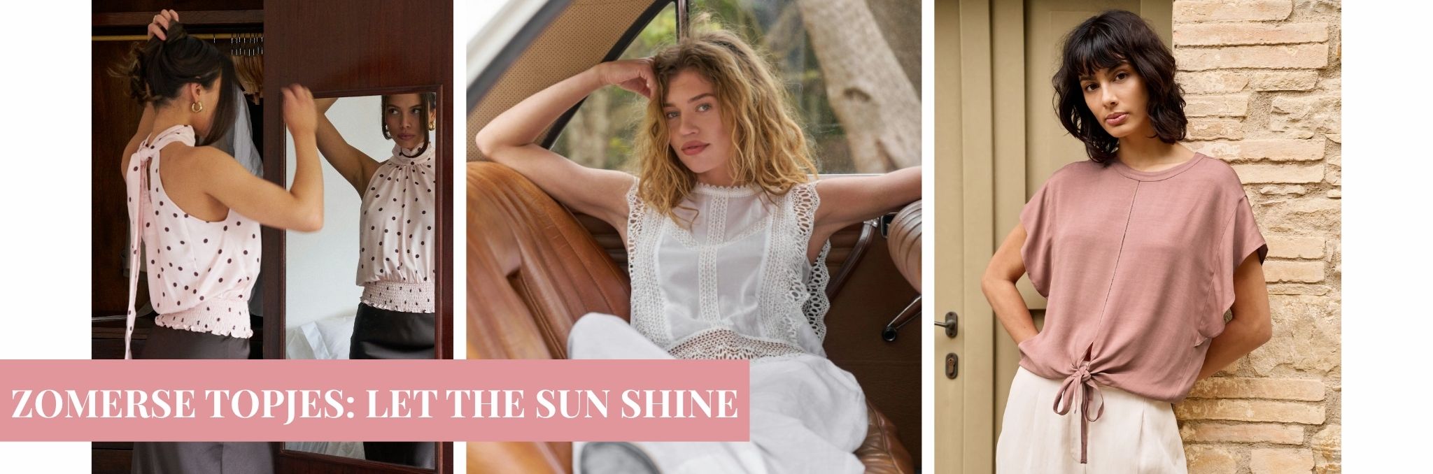 Zomertops voor dames met de tekst 'Let the Sun Shine'.