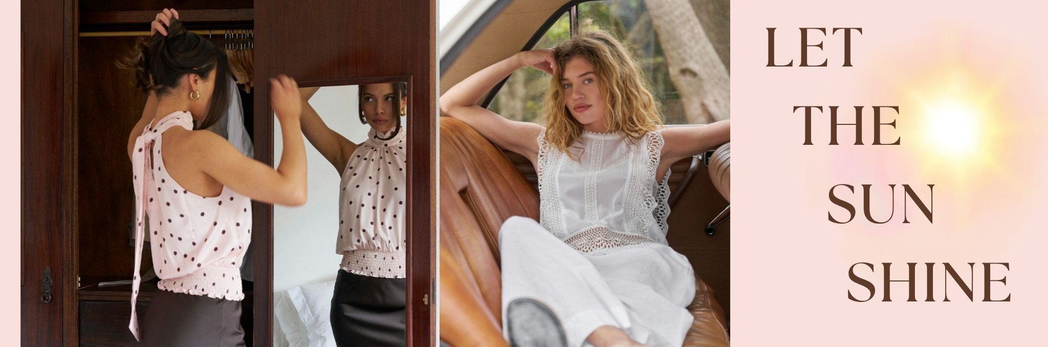 Zomertops voor dames met de tekst 'Let the Sun Shine'.