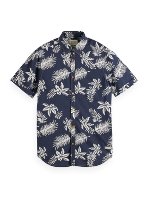 Scotch & Soda printed washed short sleeve poplin