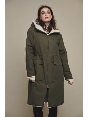 Rino & Pelle reversible long hooded coat with faux fur lining