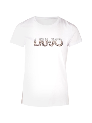 Liu Jo jersey logo rhinestones t-shirt