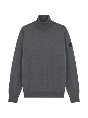 Paul & Shark merino wool turtleneck w. iconic badge