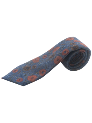 Profuomo  tie wool print blue