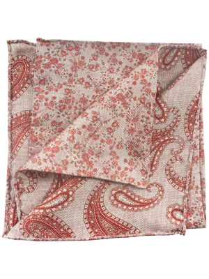 Profuomo  hanky silk print coral