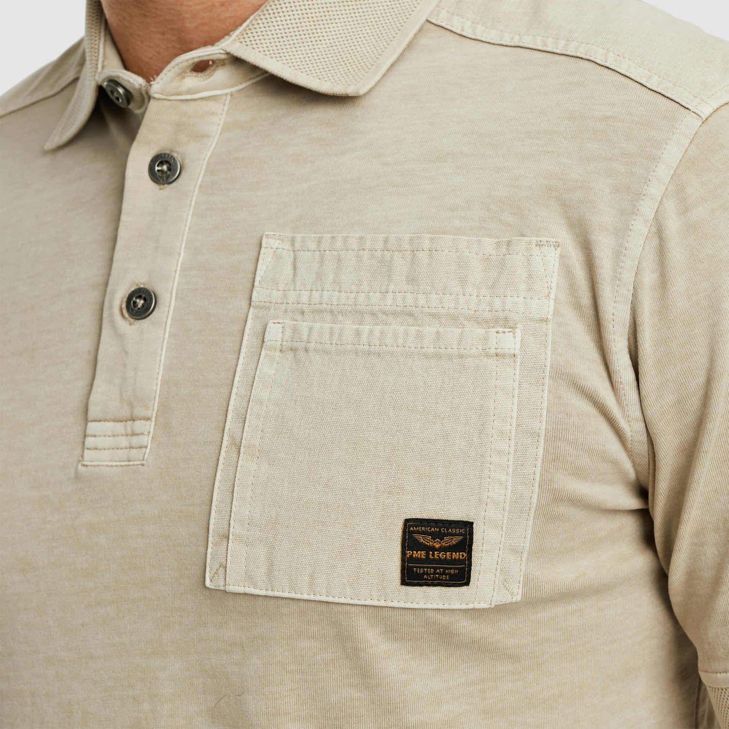 PME Legend Short sleeve polo cargo garment dy 7013 Bone white