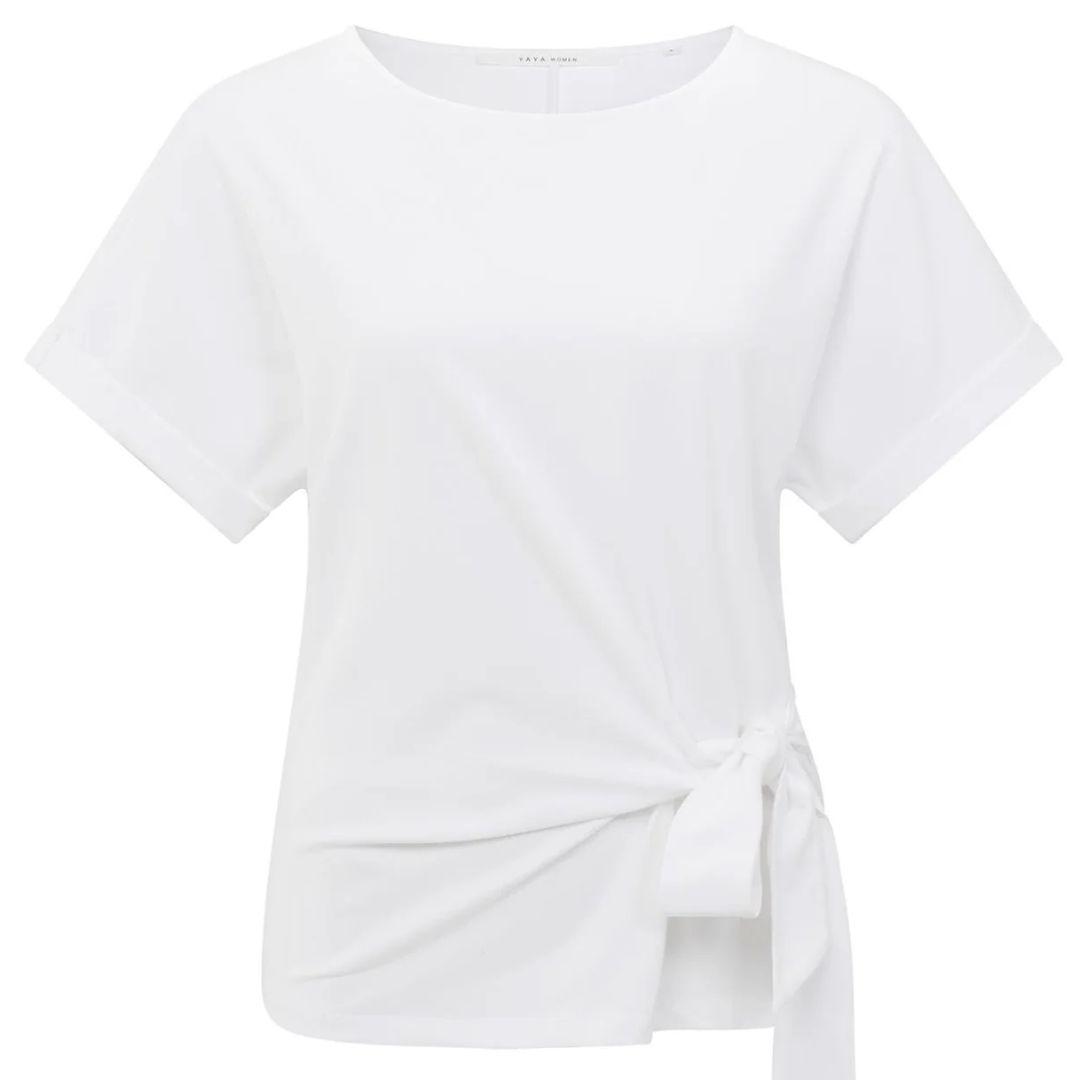 Yaya T-shirt with knotted detail 00000 Pure white Westen Mode