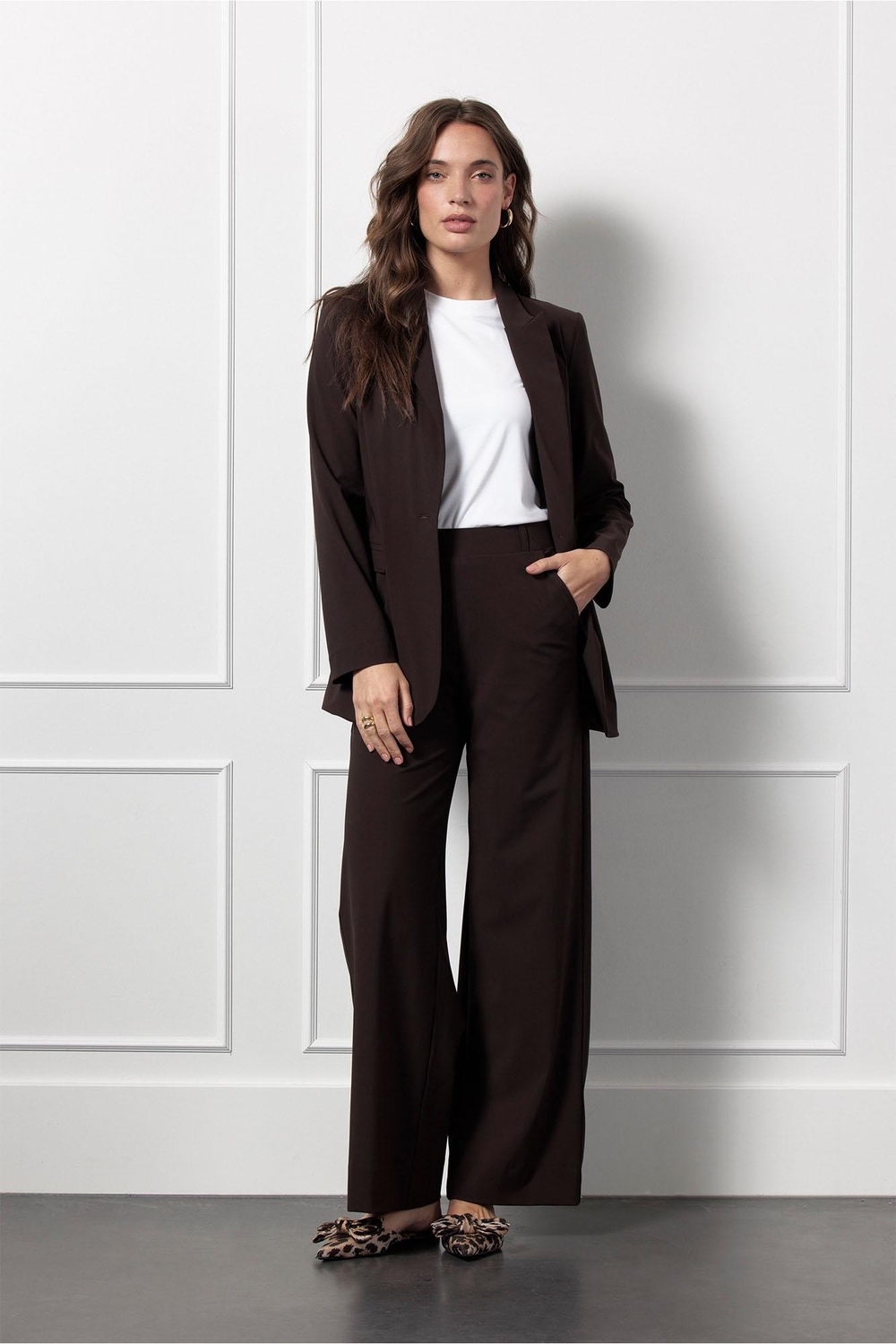 エリノア Studio Anneloes Lexie bonded trousers - 8700 espresso | Dames