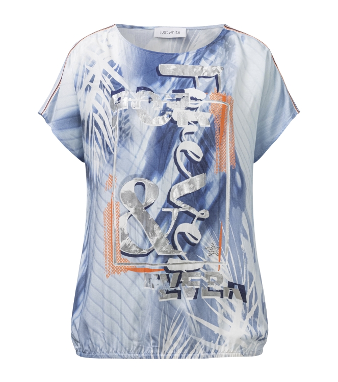 Just White Shirt S/S 745 Indigo Druck