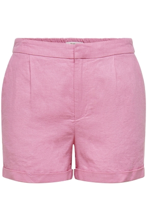 Only ONLCARO MW LINEN BLEND SHORTS TLR Sachet Pink