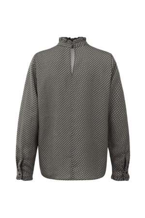 Yaya Printed top with ruffled neck phantom dessin