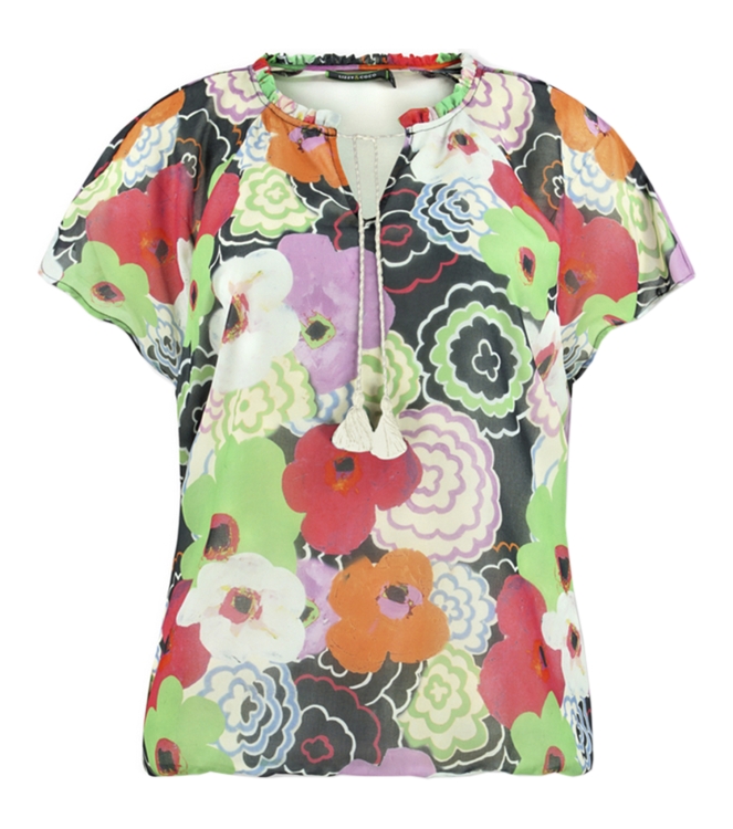 Lizzy and Coco top print ruffle lined bright