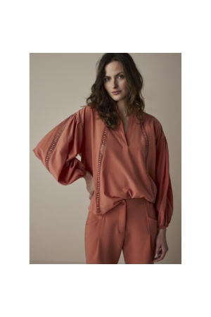 Summum Woman Top lace accent tencel/cotton 502 Warm Apricot