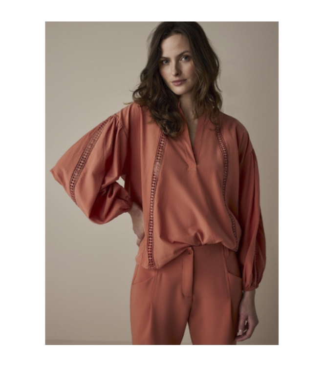 Summum Woman Top lace accent tencel/cotton 502 Warm Apricot
