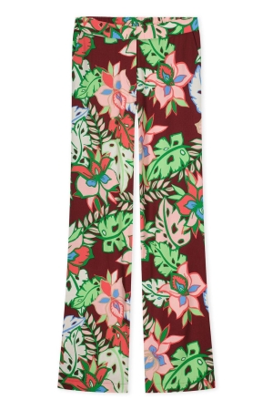 Kyra pants tropical flower 517 wine red