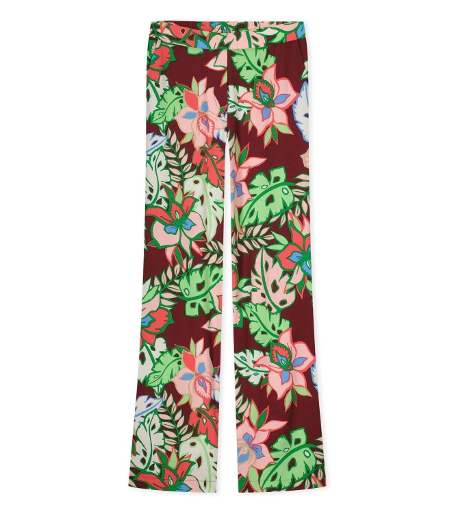 Kyra pants tropical flower 517 wine red