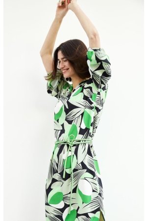 Kyra dress balloon slv modern flower print 307 fern green