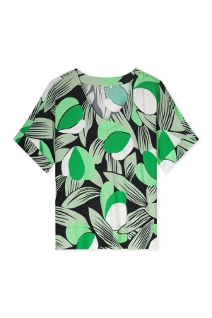 Kyra top s.slv modern flower print 307 fern green