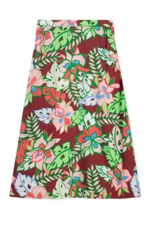 Kyra skirt long tropical flower 517 wine red
