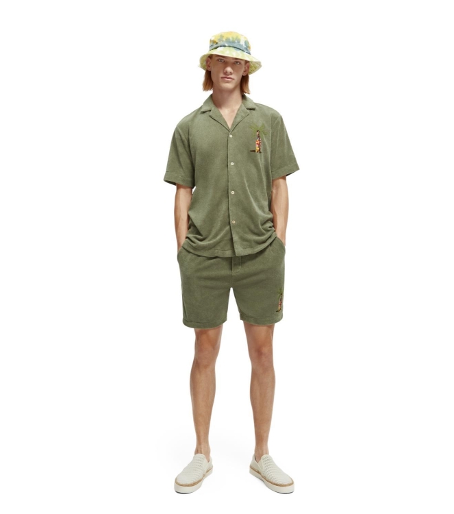 Scotch and Soda Toweling shirt with embroidery at c Army