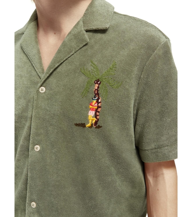 Scotch and Soda Toweling shirt with embroidery at c Army