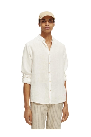 Scotch and Soda Linen shirt with sleeve roll-up White