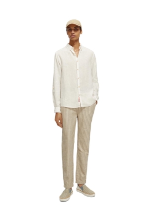 Scotch and Soda Linen shirt with sleeve roll-up White