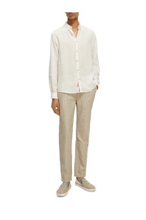 Scotch and Soda Linen shirt with sleeve roll-up White