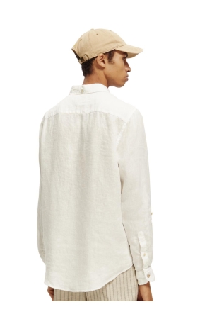 Scotch and Soda Linen shirt with sleeve roll-up White