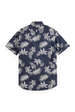 Scotch and Soda Printed washed short sleeve poplin 5818 Navy Leaf
