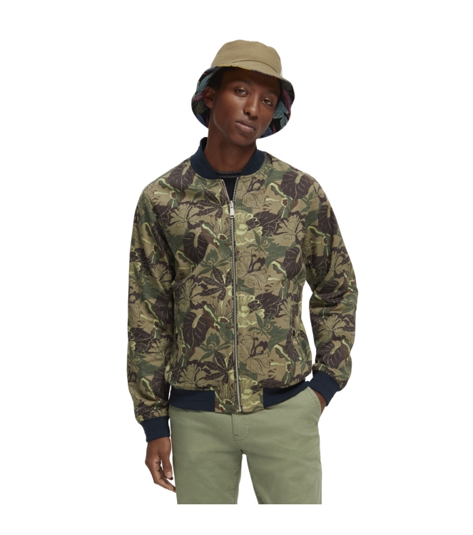 Scotch and Soda Reversible bomber jacket Navy/Army Flower Aop