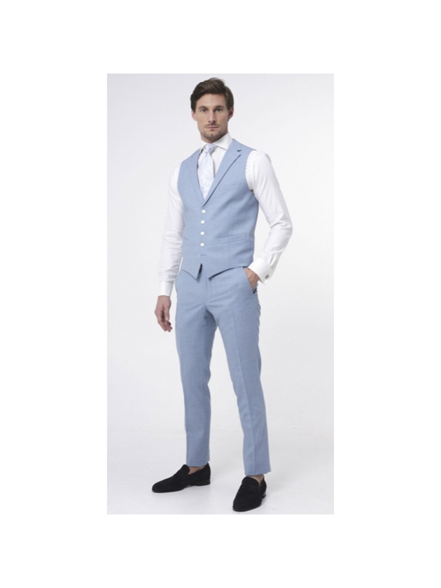 Dutch Dandies Dutch Dandies Driedelig Trouwpak Licht blauw Uni