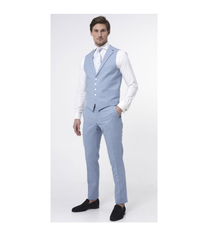 Dutch Dandies Dutch Dandies Driedelig Trouwpak Licht blauw Uni