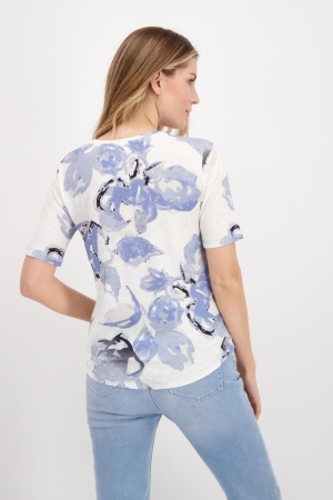 Monari T-Shirt 681 Aqua Blue Gemustert