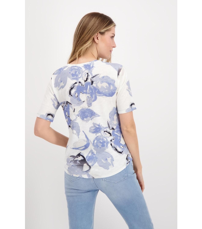 Monari T-Shirt 681 Aqua Blue Gemustert