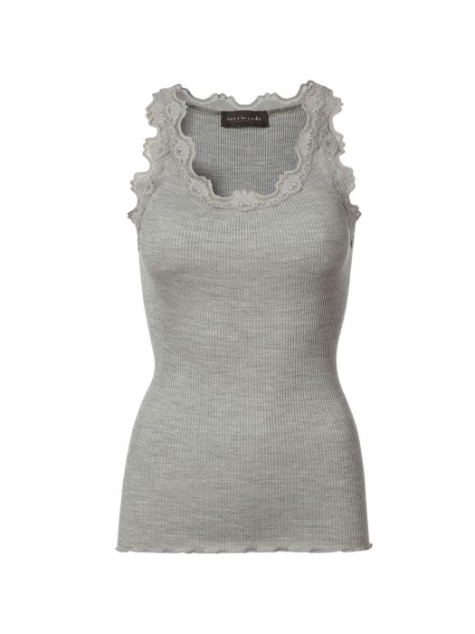 Rosemunde Iconic silk top 008 light grey melange