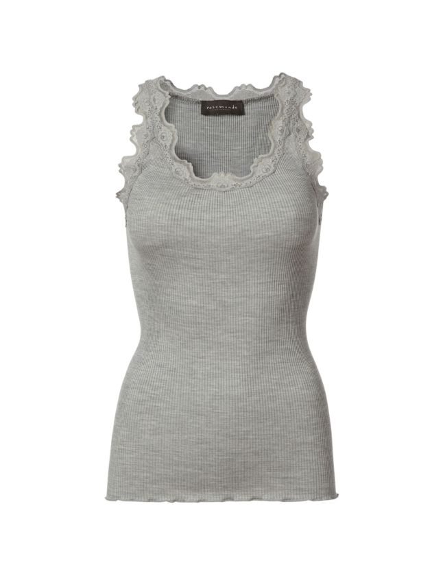 Rosemunde Iconic silk top 008 light grey melange