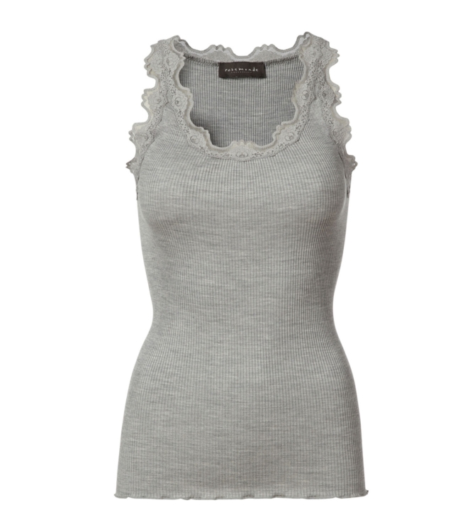 Rosemunde Iconic silk top 008 light grey melange