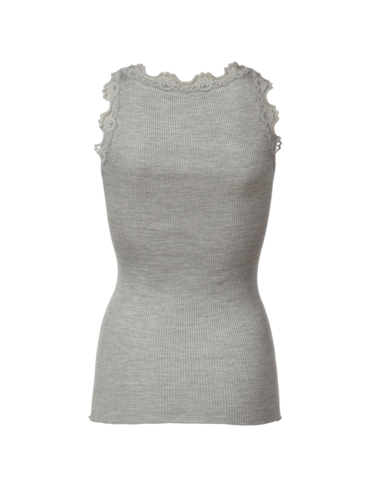 Rosemunde Iconic silk top 008 light grey melange