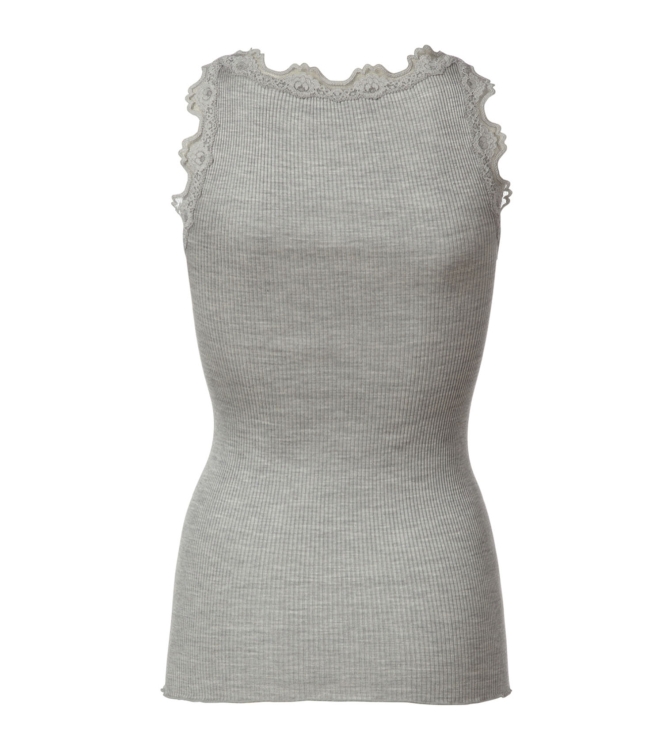 Rosemunde Iconic silk top 008 light grey melange