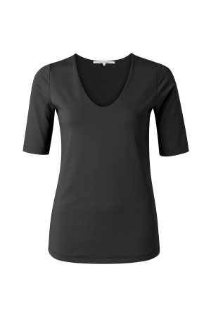 Yaya Round V-neck top 94305 Pirate Black