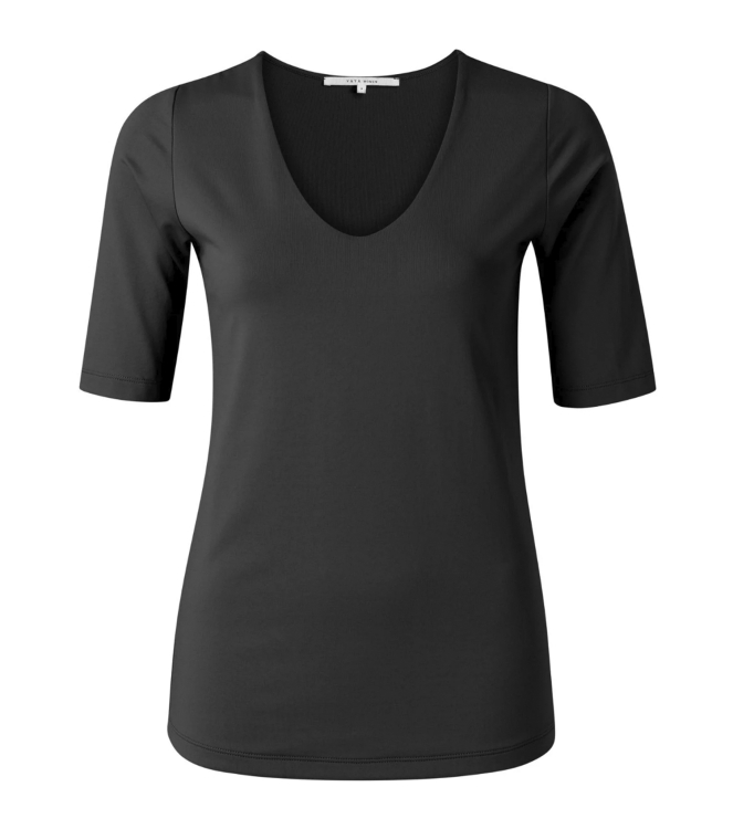 Yaya Round V-neck top 94305 Pirate Black