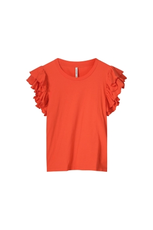 Summum Woman Top cotton single jersey garment dyed 501 Mandarin