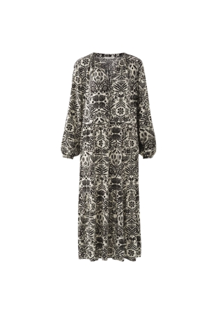 Yaya Printed dress long Pumice Stone Sand Dessin