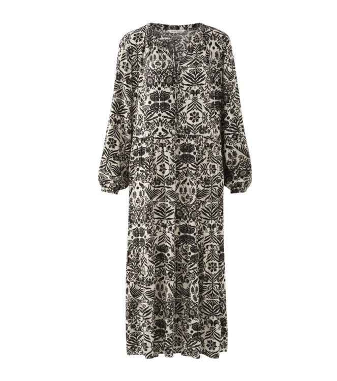 Yaya Printed dress long Pumice Stone Sand Dessin
