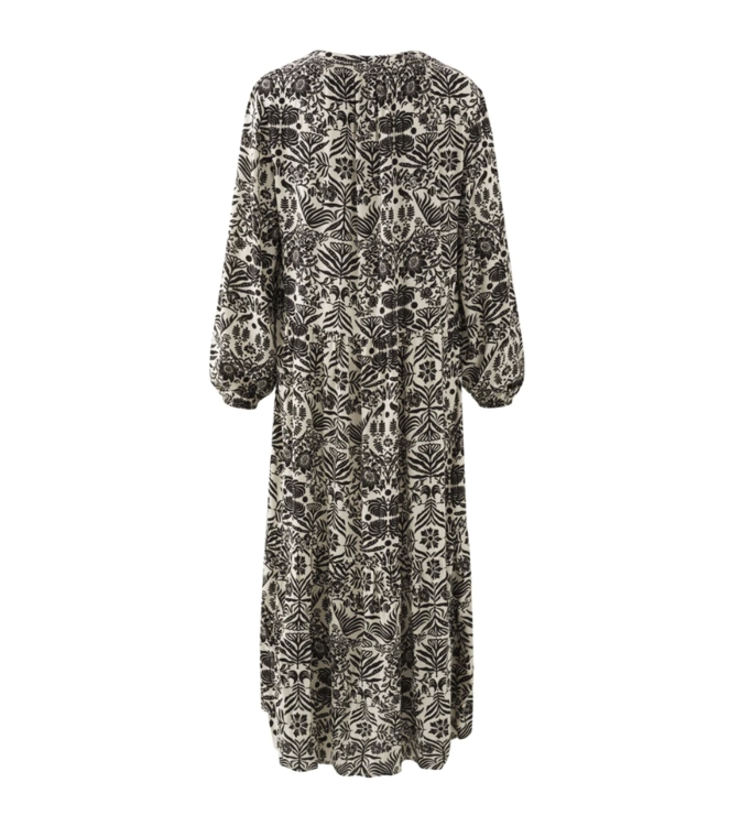 Yaya Printed dress long Pumice Stone Sand Dessin