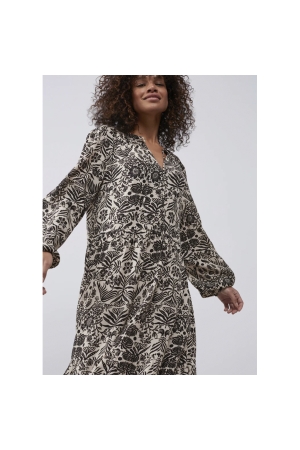 Yaya Printed dress long Pumice Stone Sand Dessin