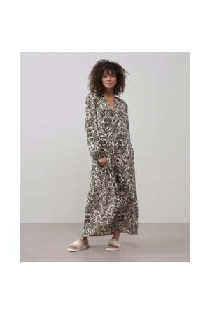 Yaya Printed dress long Pumice Stone Sand Dessin